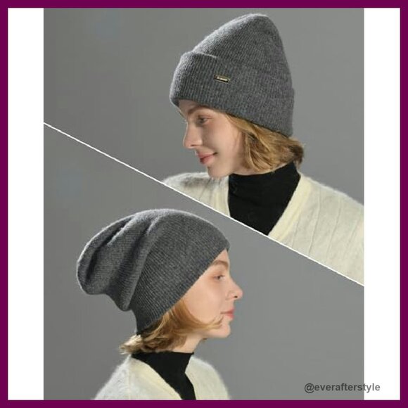 Merino Wool Double Layer Slouchy Beanie Classic Unisex Winter Hat main image 5